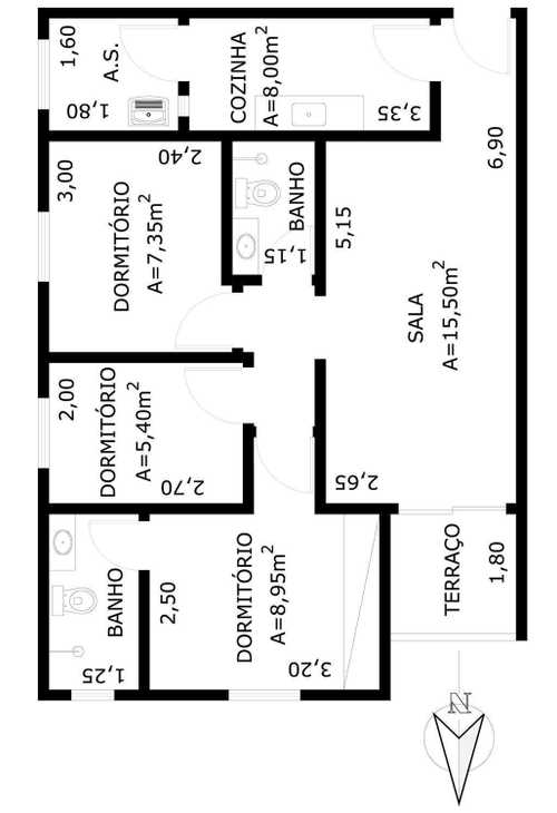 Apartamento à venda com 3 quartos, 64m² - Foto 2