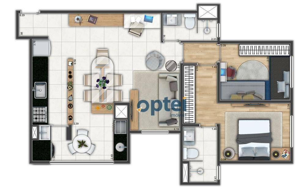 Apartamento à venda com 2 quartos, 62m² - Foto 1