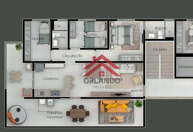 Apartamento à venda com 3 quartos, 108m² - Foto 2