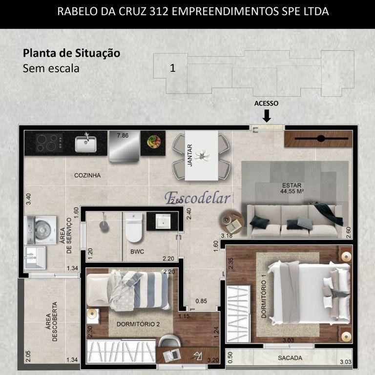 Apartamento à venda com 2 quartos, 43m² - Foto 9