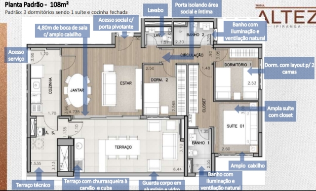 Apartamento à venda com 3 quartos, 108m² - Foto 7