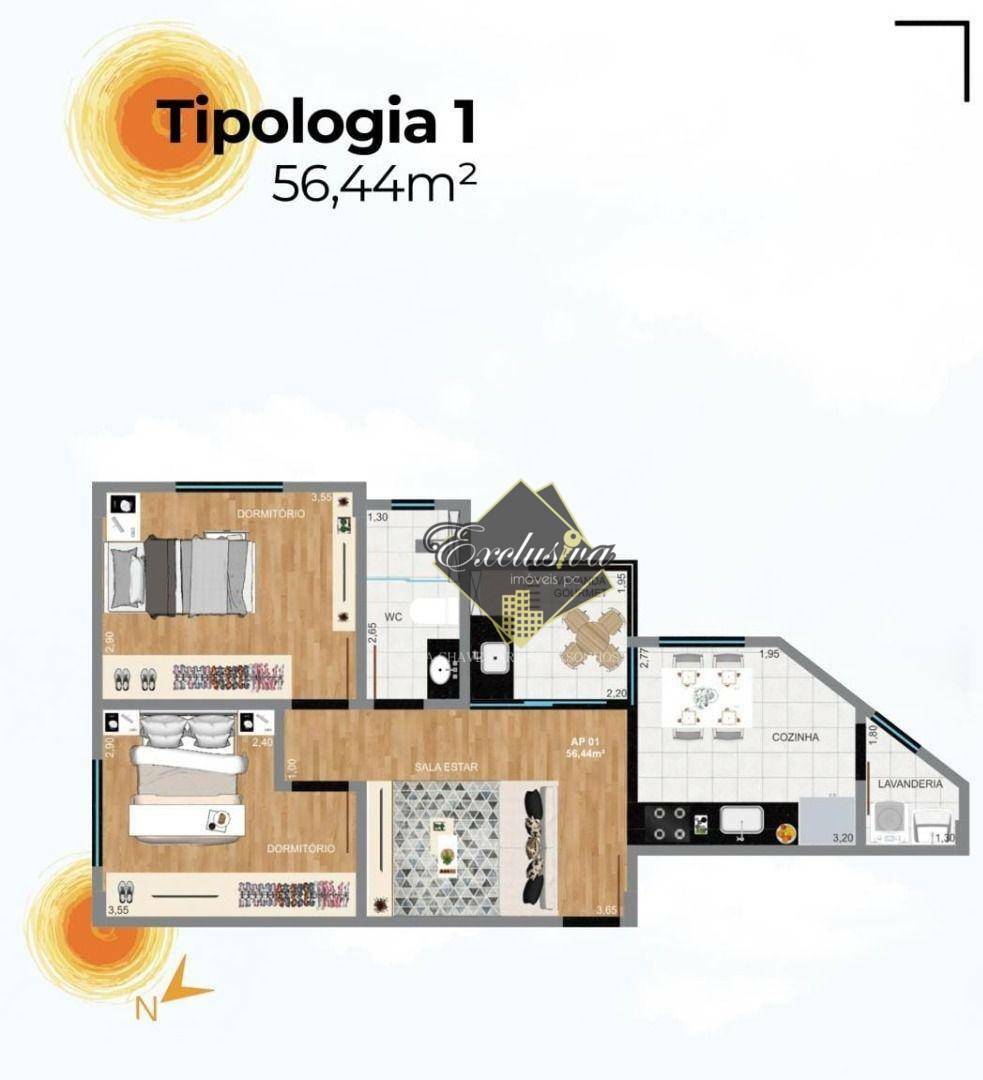 Apartamento à venda com 2 quartos, 56m² - Foto 4