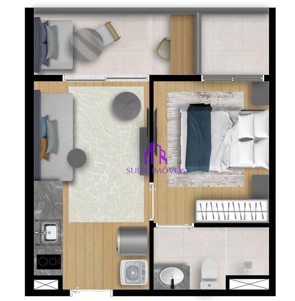 Apartamento à venda com 1 quarto, 31m² - Foto 3