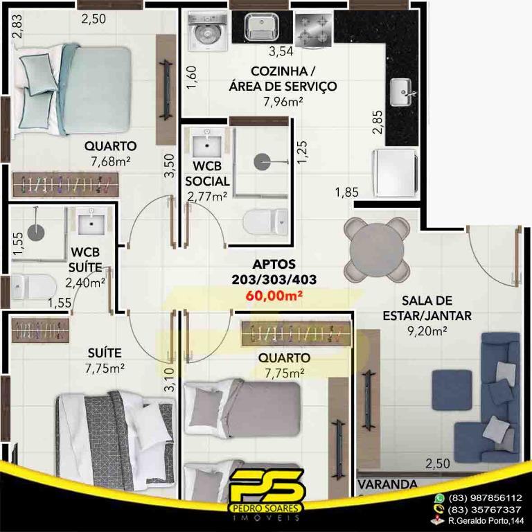 Apartamento à venda com 3 quartos, 60m² - Foto 12