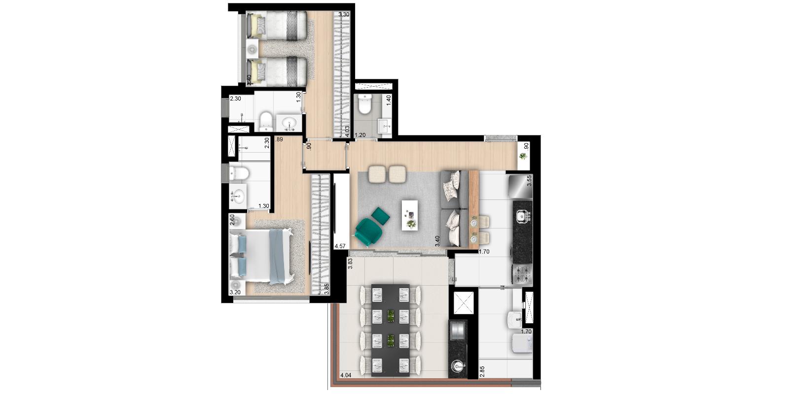 Apartamento à venda com 3 quartos, 87m² - Foto 2