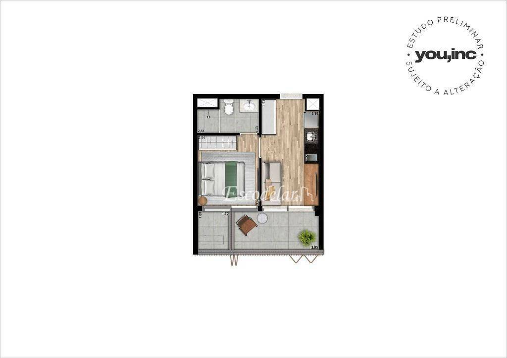 Apartamento à venda com 1 quarto, 34m² - Foto 14