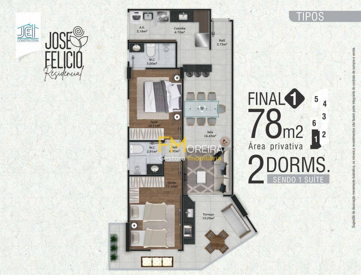 Apartamento à venda com 2 quartos, 78m² - Foto 3