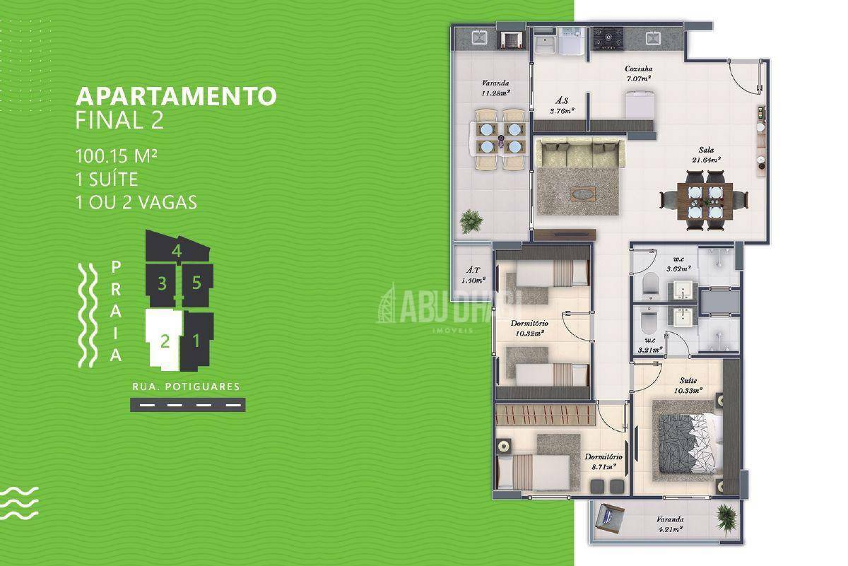 Apartamento à venda com 3 quartos, 100m² - Foto 2