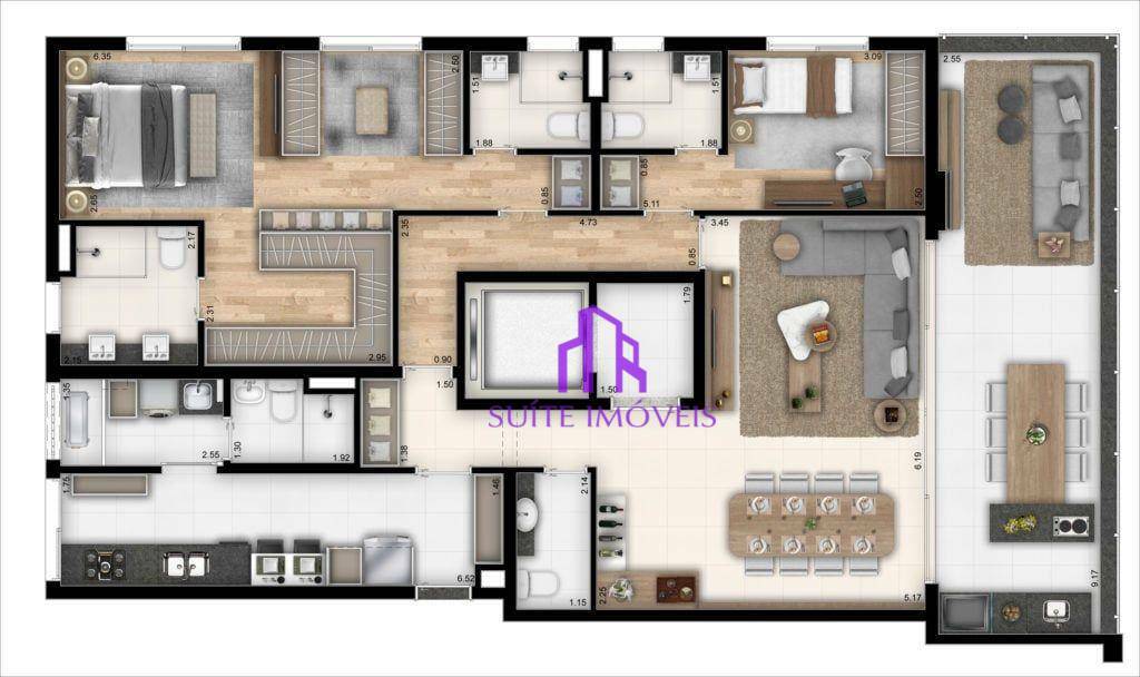 Apartamento à venda com 3 quartos, 151m² - Foto 3