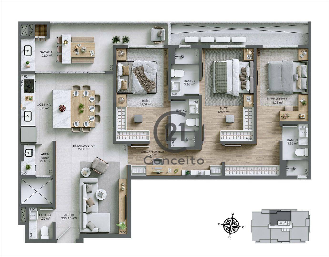 Apartamento à venda com 3 quartos, 122m² - Foto 16