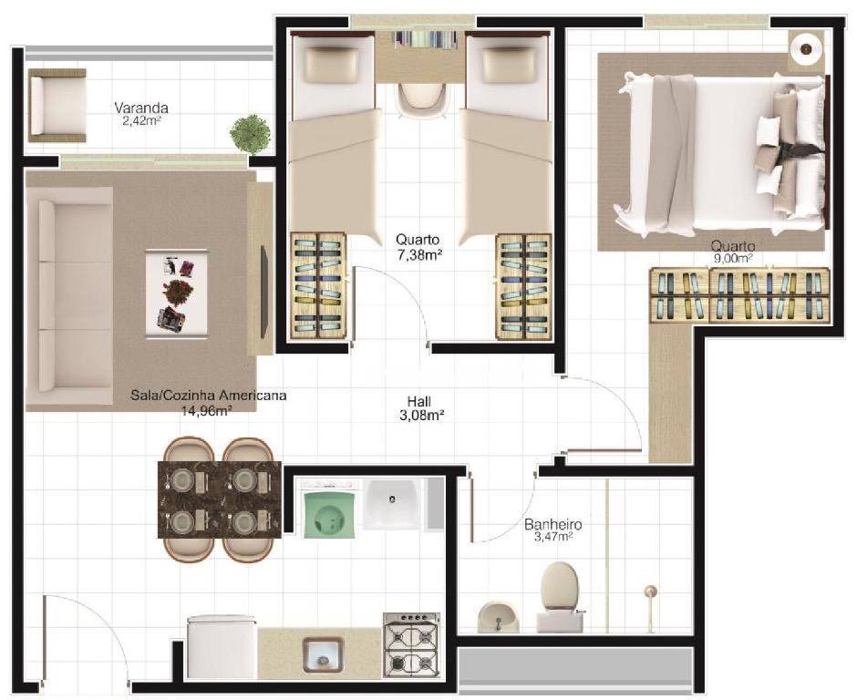 Apartamento à venda com 2 quartos, 46m² - Foto 33