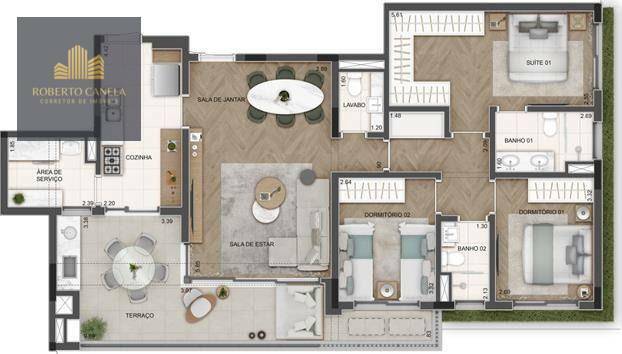 Apartamento à venda com 3 quartos, 125m² - Foto 1