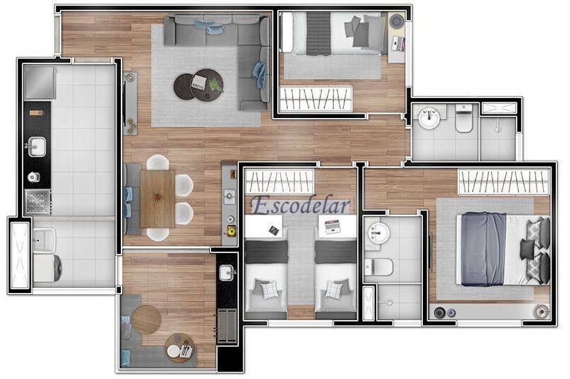 Apartamento à venda com 3 quartos, 74m² - Foto 1