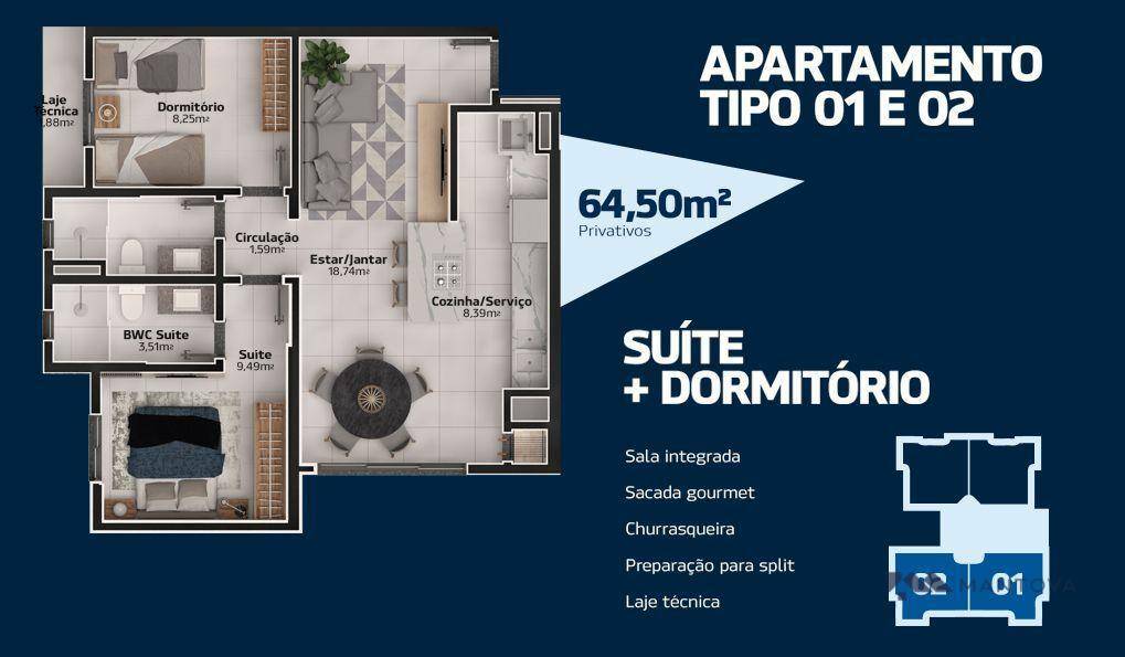 Apartamento à venda com 2 quartos, 64m² - Foto 13