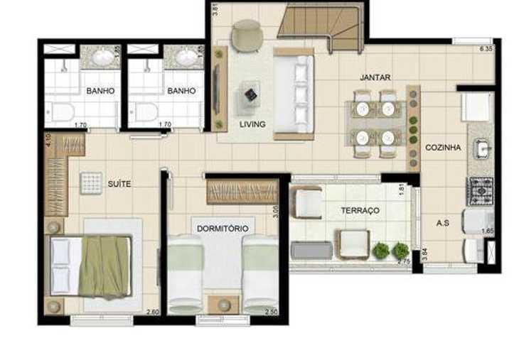 Apartamento à venda com 2 quartos, 60m² - Foto 2