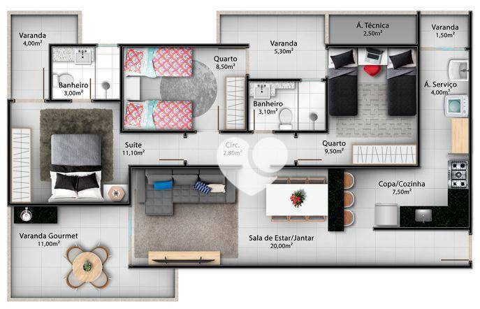 Apartamento à venda com 3 quartos, 100m² - Foto 40