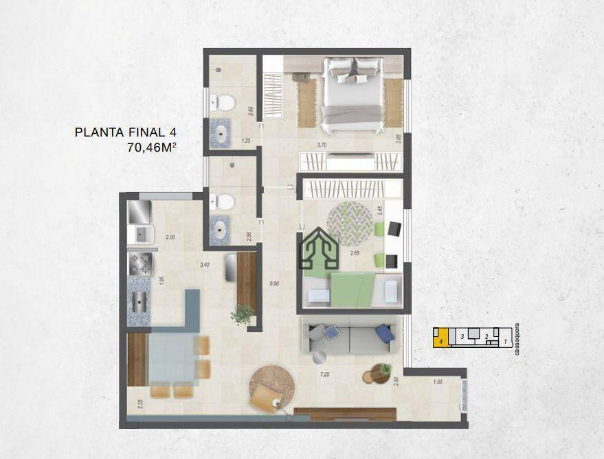 Apartamento à venda com 2 quartos, 70m² - Foto 1