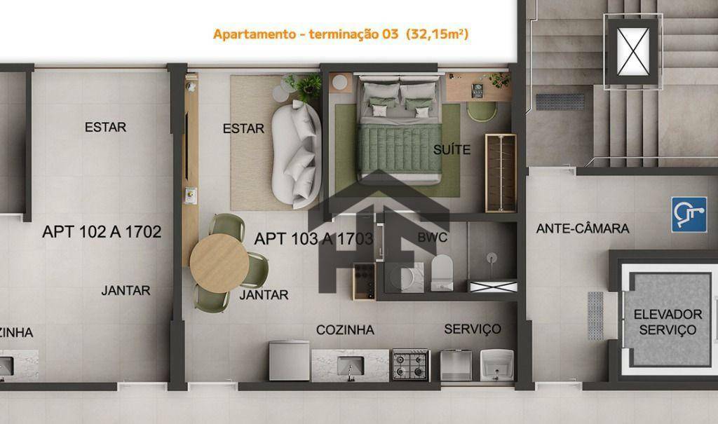 Apartamento à venda com 1 quarto, 32m² - Foto 7