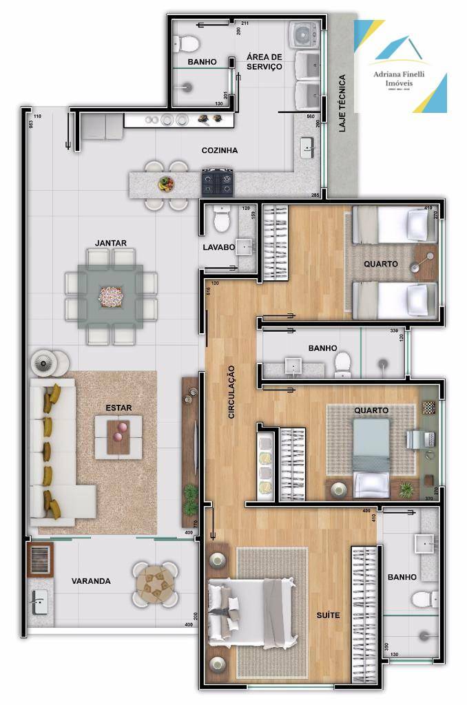 Apartamento à venda com 3 quartos, 157m² - Foto 3