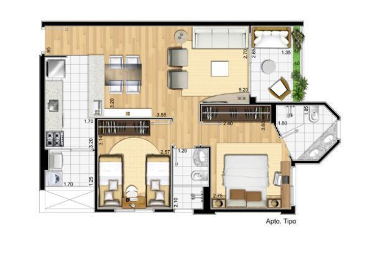 Apartamento à venda com 2 quartos, 60m² - Foto 3