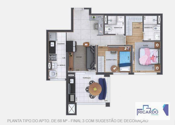 Apartamento à venda com 2 quartos, 68m² - Foto 5