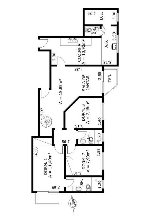 Apartamento à venda com 3 quartos, 206m² - Foto 3