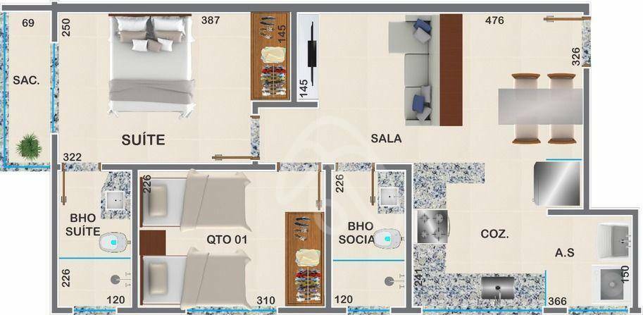 Apartamento à venda com 2 quartos, 50m² - Foto 2