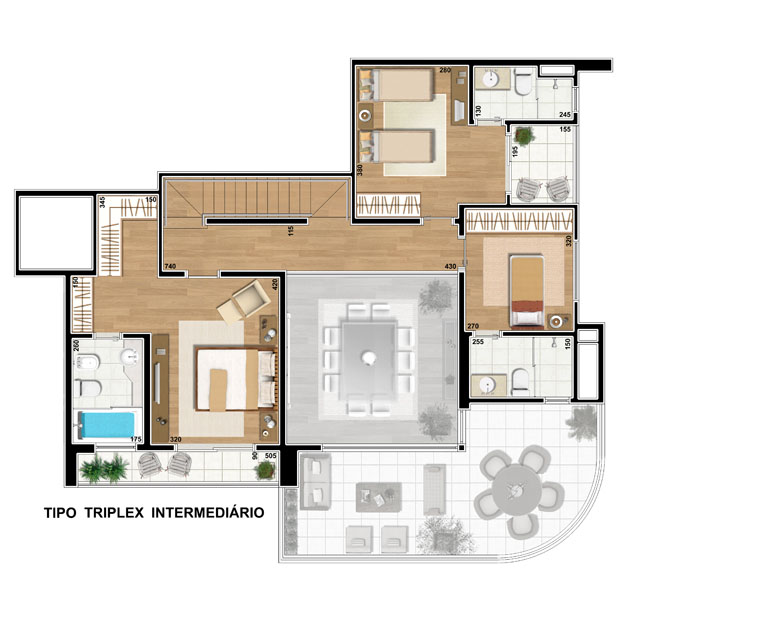 Apartamento à venda com 3 quartos, 206m² - Foto 3