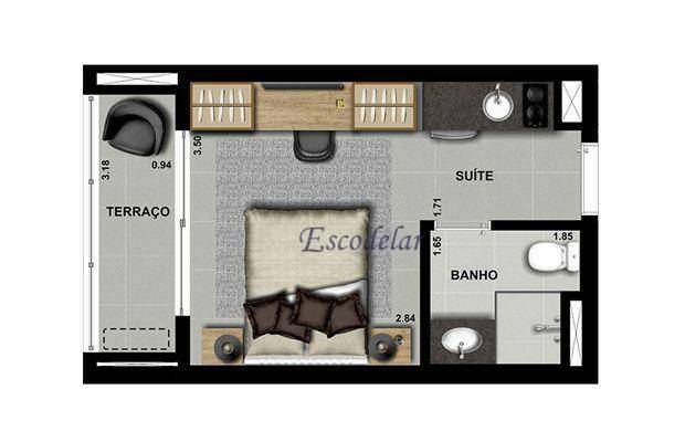 Apartamento à venda com 1 quarto, 22m² - Foto 1