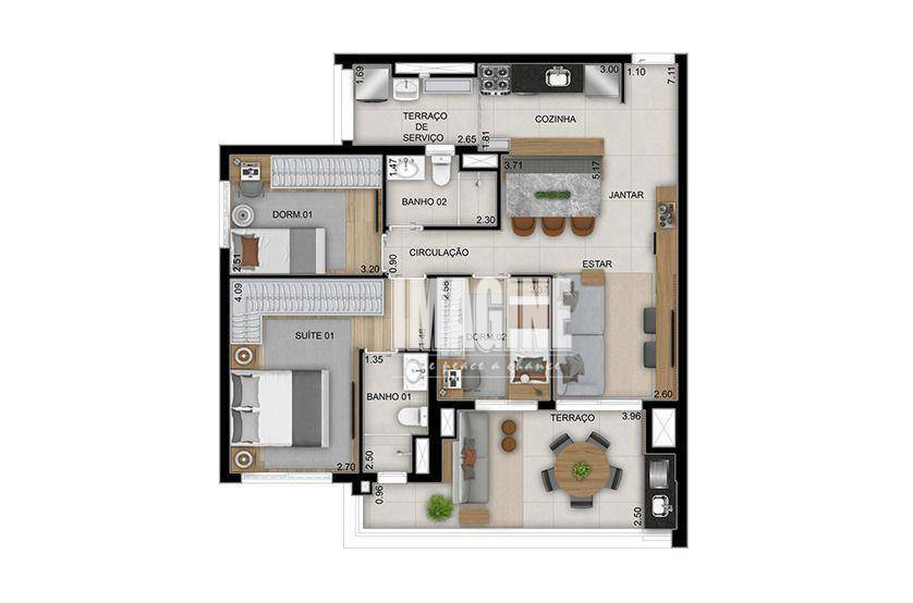 Apartamento à venda com 3 quartos, 91m² - Foto 2