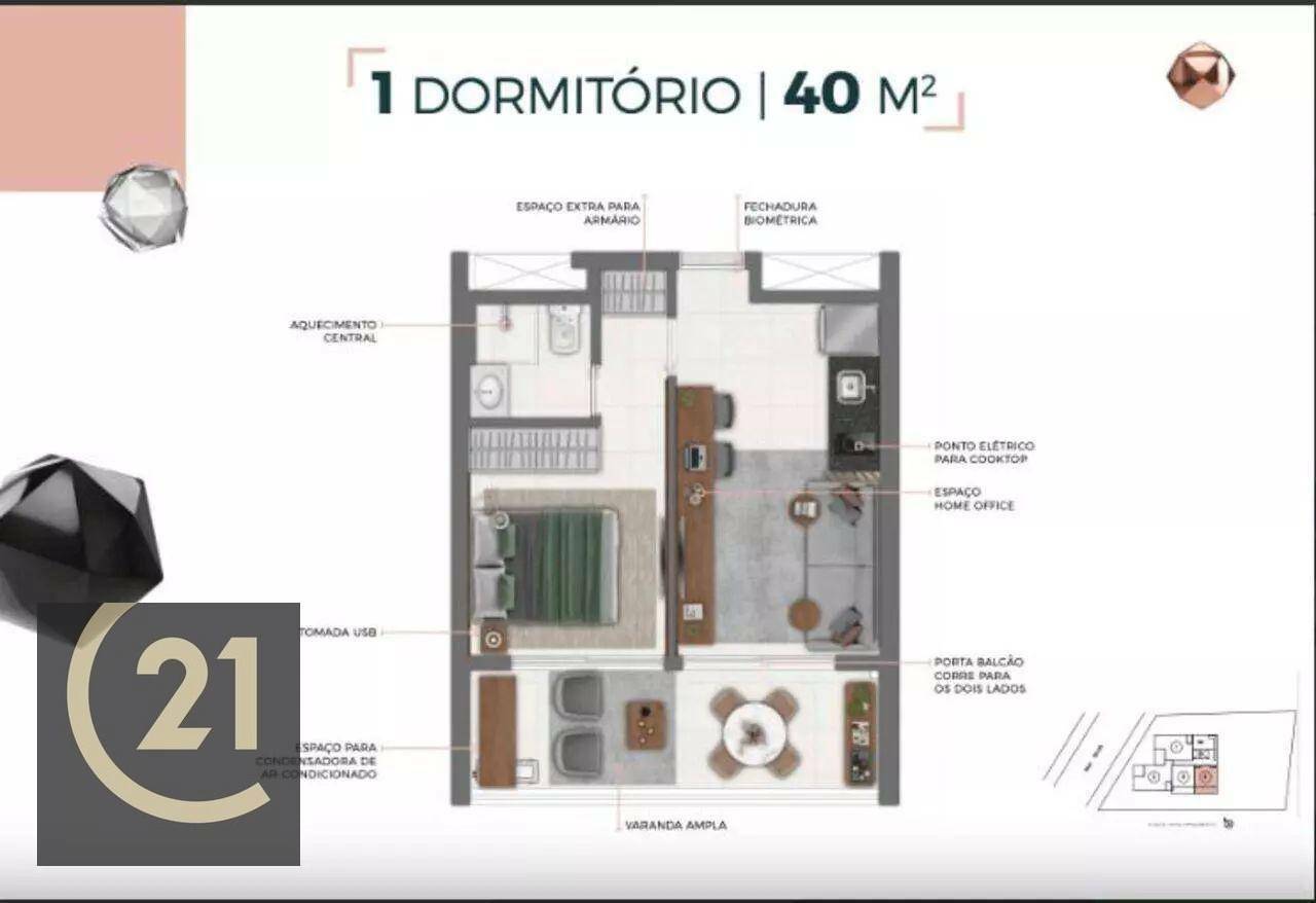 Apartamento à venda com 1 quarto, 40m² - Foto 2