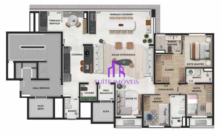 Apartamento à venda com 4 quartos, 231m² - Foto 1