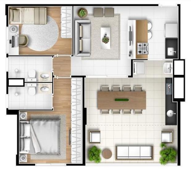 Apartamento à venda com 2 quartos, 60m² - Foto 3