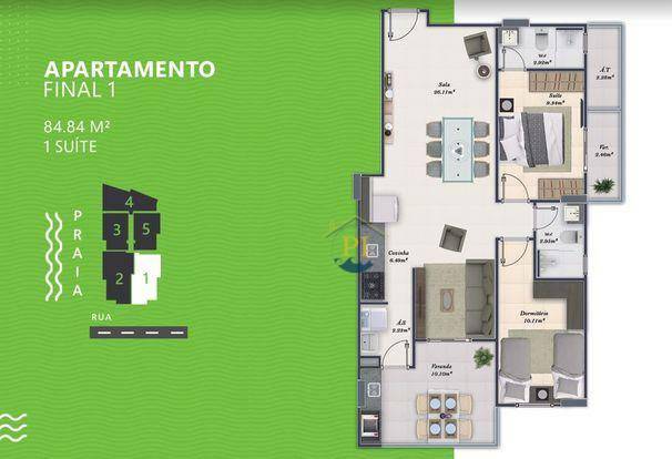 Apartamento à venda com 2 quartos, 84m² - Foto 2