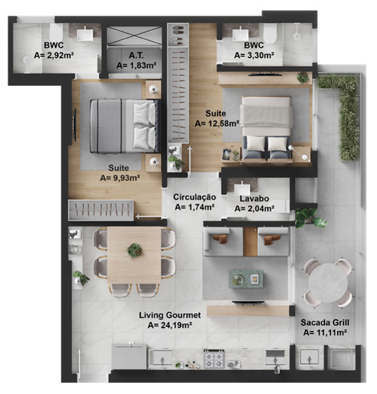 Apartamento à venda com 2 quartos, 116m² - Foto 9