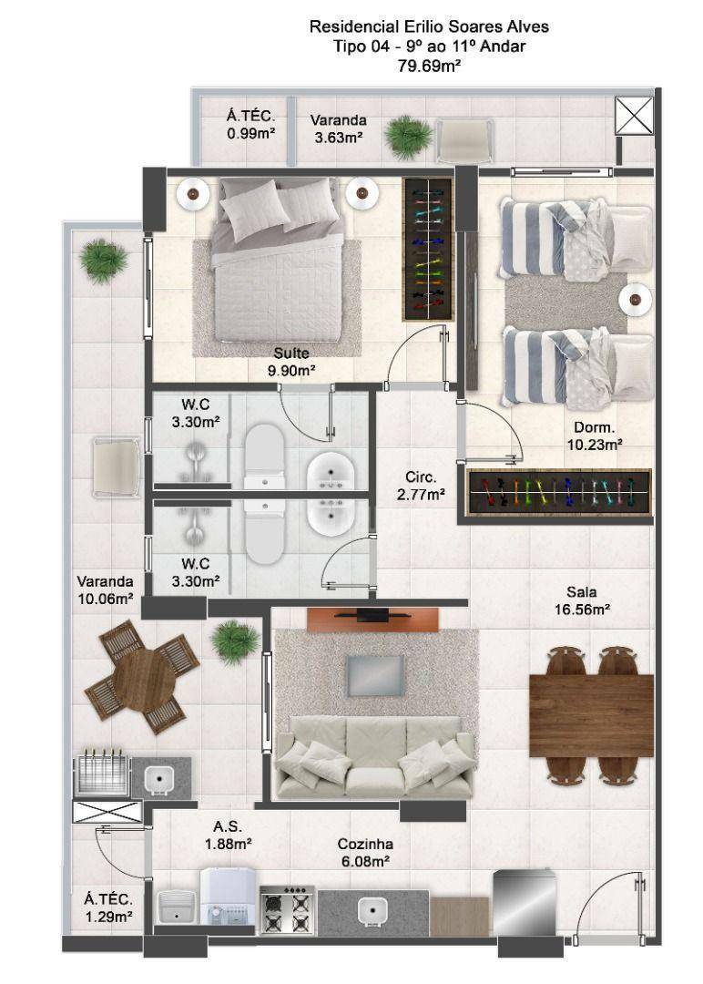 Apartamento à venda com 2 quartos, 79m² - Foto 1