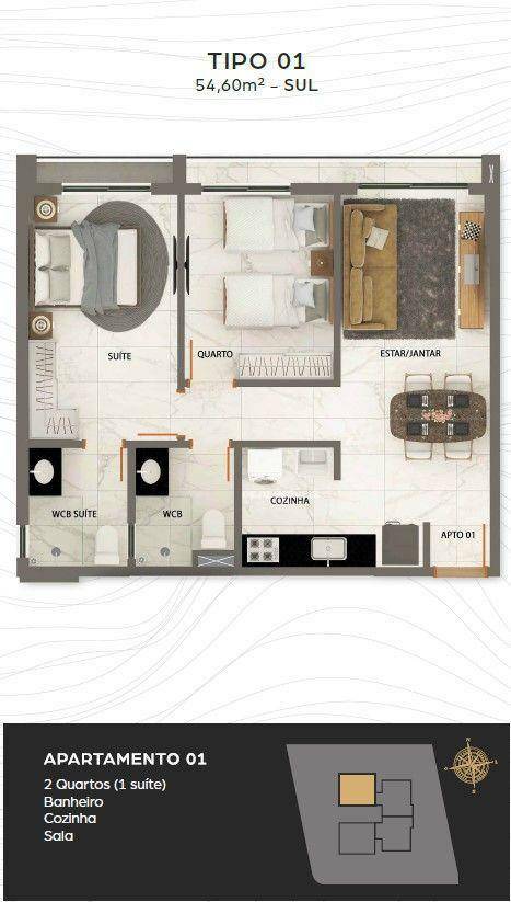 Apartamento à venda com 2 quartos, 56m² - Foto 6