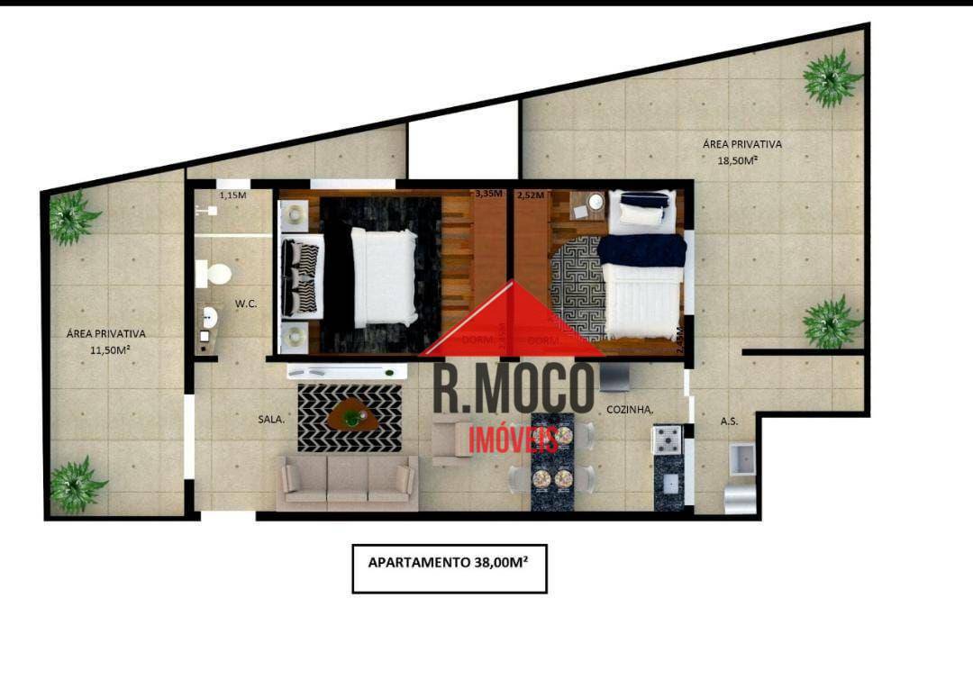 Apartamento à venda com 3 quartos, 43m² - Foto 6