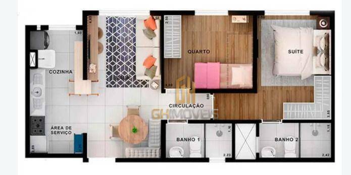 Apartamento, 2 quartos, 52 m² - Foto 2