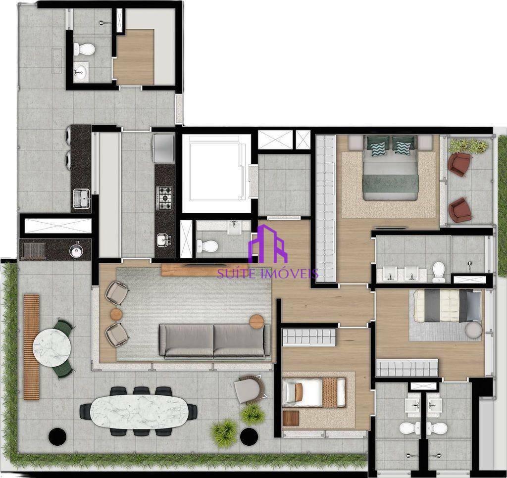 Apartamento à venda com 4 quartos, 194m² - Foto 2