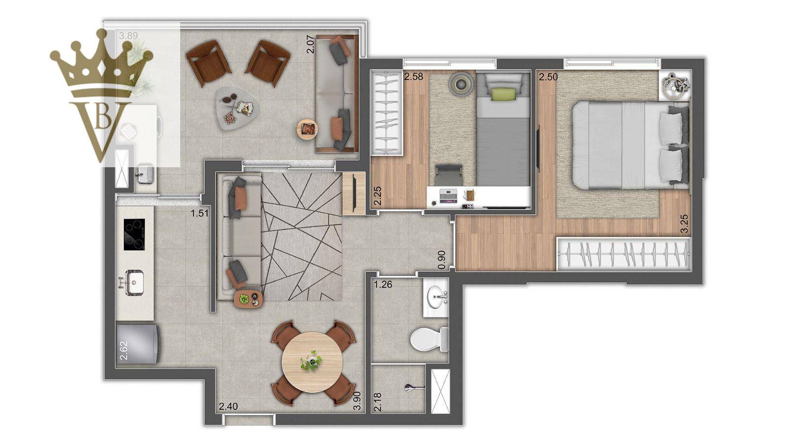 Apartamento para alugar com 2 quartos, 48m² - Foto 3