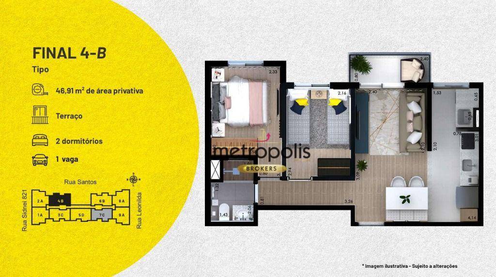 Apartamento, 2 quartos, 46 m² - Foto 2