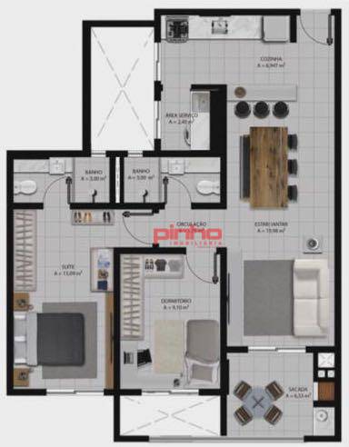 Apartamento à venda com 2 quartos, 73m² - Foto 2