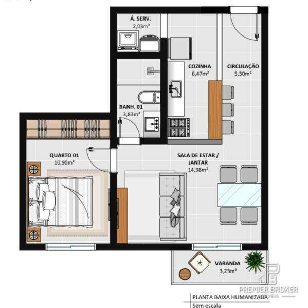 Apartamento à venda com 1 quarto, 46m² - Foto 2