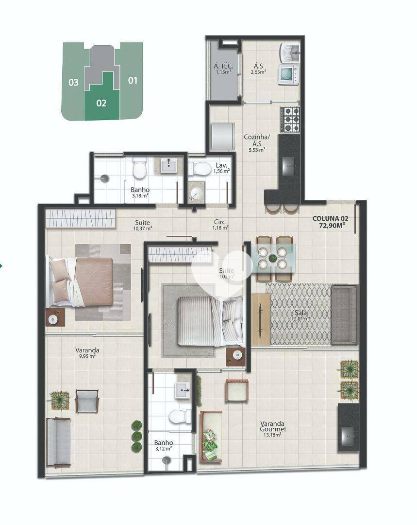 Apartamento à venda com 2 quartos, 72m² - Foto 42