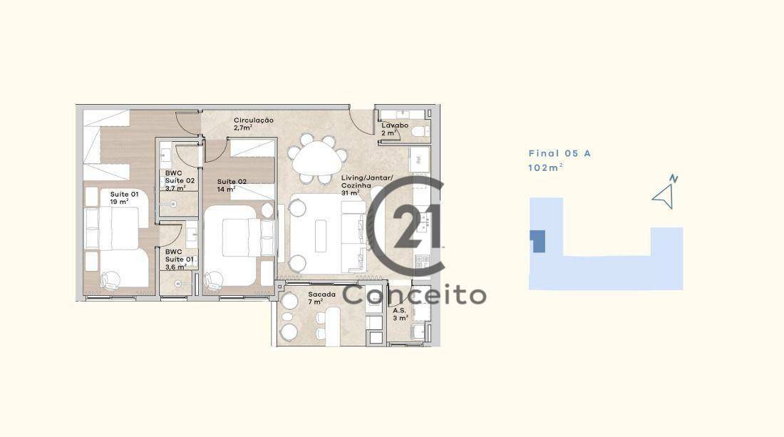 Apartamento à venda com 2 quartos, 102m² - Foto 25