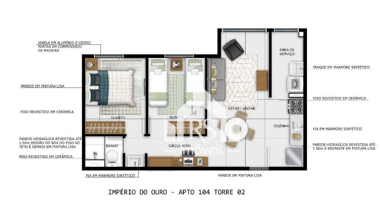 Apartamento à venda com 2 quartos, 43m² - Foto 6