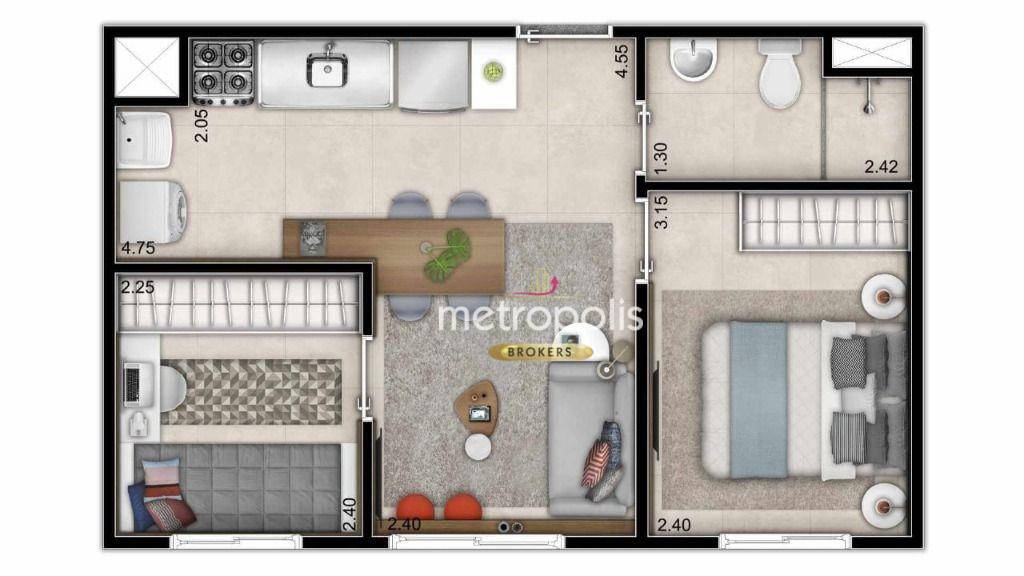 Apartamento à venda com 2 quartos, 35m² - Foto 1