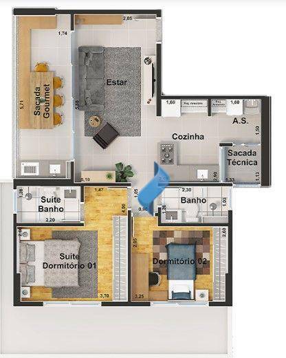 Apartamento à venda com 2 quartos, 115m² - Foto 6