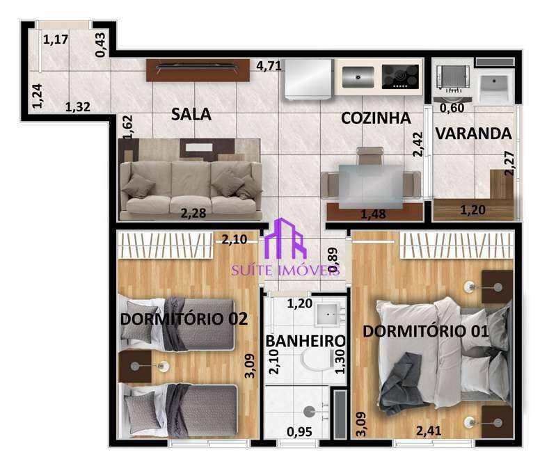 Apartamento à venda com 2 quartos, 61m² - Foto 3